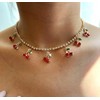 Stocking Stuffers Gifts for Women Cherry Necklaces Gold Crystal Choker