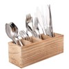 Kitchen Cutlery Holder with 4 Adjustable Smart Compartments, Wood Utensil