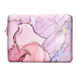 MOSISO Laptop Sleeve Compatible with MacBook Air/Pro Retina, 13-13.3 inch Notebook, Compatible with MacBook Pro 14 inch 2021 2022 A2442 M1 Pro/Max, Polyester Vertical Bag with Pocket Marble MO-MBH216