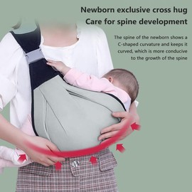 Roysmart Baby Sling Adjustable, Multifunctional Baby Carrier, Newborn Baby Sling Breathable Baby Sling Adjustable Baby Carrier for Baby Carrier Toddlers up to 20 kg (Grey)