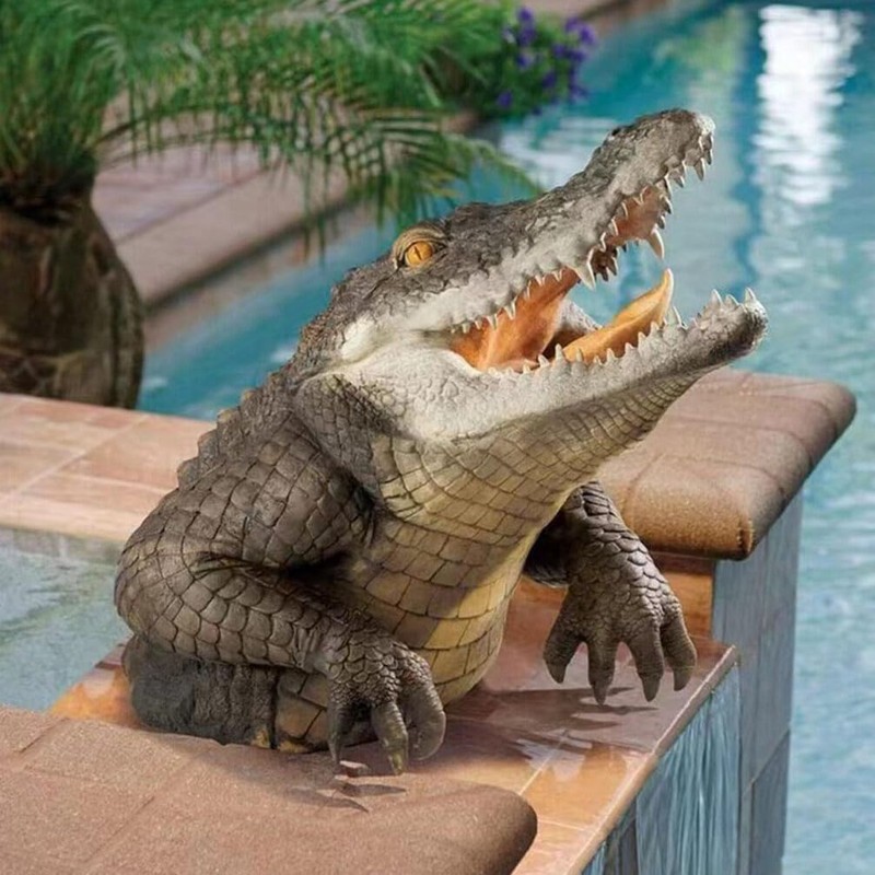 ABOOFAN Floating Crocodile Head Ornament Realistic Pond Decor for Pool