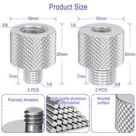 NIUQIGE Pack of 4 Thread Adapters 3/8 Inch to 1/4 Inch & 1/4 Inch to 3/8 Inch Aluminium Alloy Tripod Screw Adapter for Tripod, Microphone Stand, Camera Tripod, Camera, Speaker