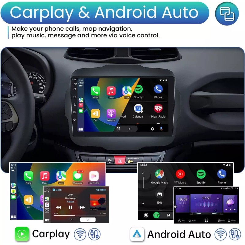 Fortdows For 2015-2020 Jeep Renegade Apple Carplay Radio Android 12