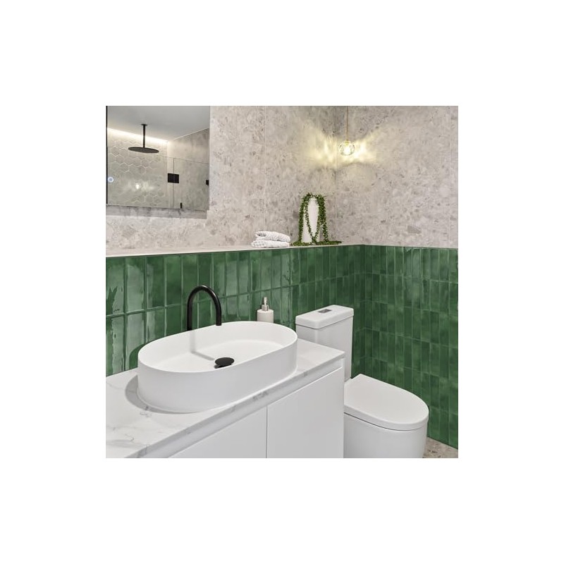DEWOO Peel and Stick Subway Backsplash Green Kitchen Bathroom Rectangle