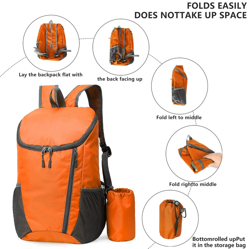 Yoolly Lightweight Foldable Backpack, Small Hiking Rucksack, Waterproof Packable Backpack
