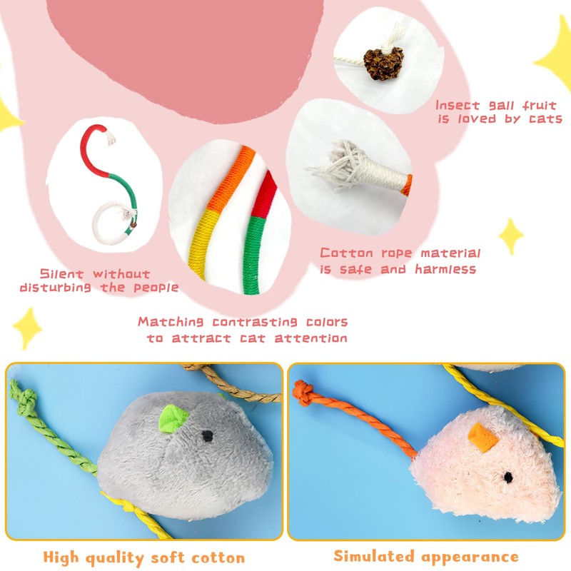 RUGBOL 4 Pcs Cat Toys, Bite Rope Catnip Toy Catnip