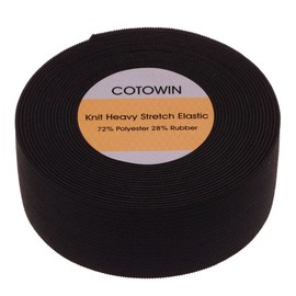 COTOWIN 1 1/4-Inch by 5-Yard Black Heavy Stretch Knit Elastic