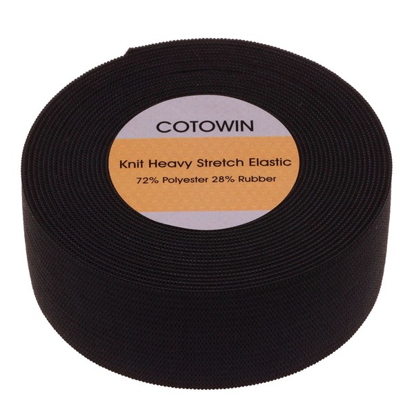 COTOWIN 1 1/4-Inch by 5-Yard Black Heavy Stretch Knit Elastic