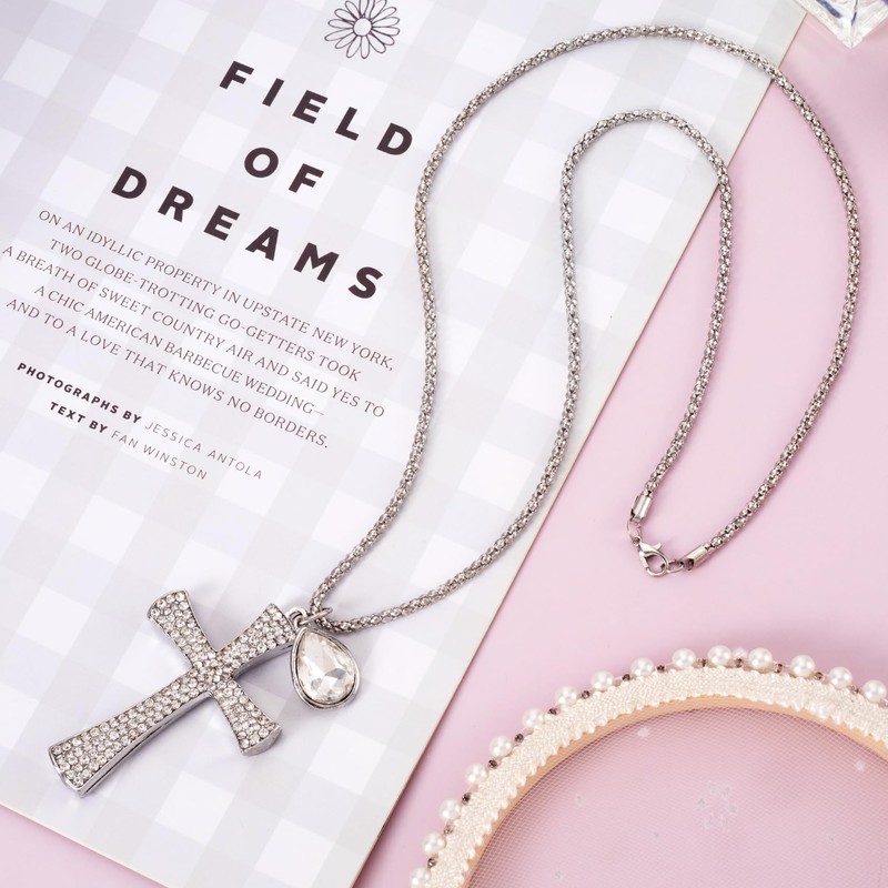 PAGOW PAGOW Bling Car Accessories for Women, Double-Sided Cross Car