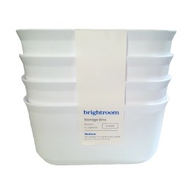 Brightroom White Brightroom 4pk Flexible Storage Container Bins 3L Medium Size 7.5" x 10"