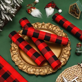 8 Pcs Christmas Refrigerator Handle Covers Christmas Decorations Indoor Cabinet Handle Covers Farmhouse Buffalo Plaid Kitchen Appliance Oven Fridge Handle Protector(Red and Black,Oblique Plaid)