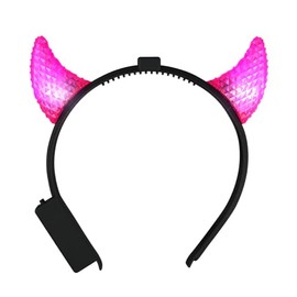 FlashingBlinkyLights Light Up Prismatic Pink Devil Horns Headbands with Multi-Function LED