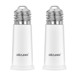 DiCUNO E26 Socket Extender, E26 Medium Screw Base, Light Socket Extender by 2.56 Inch Extension, Bulb Base Extension Adapter, Max 200W, 2-Pack