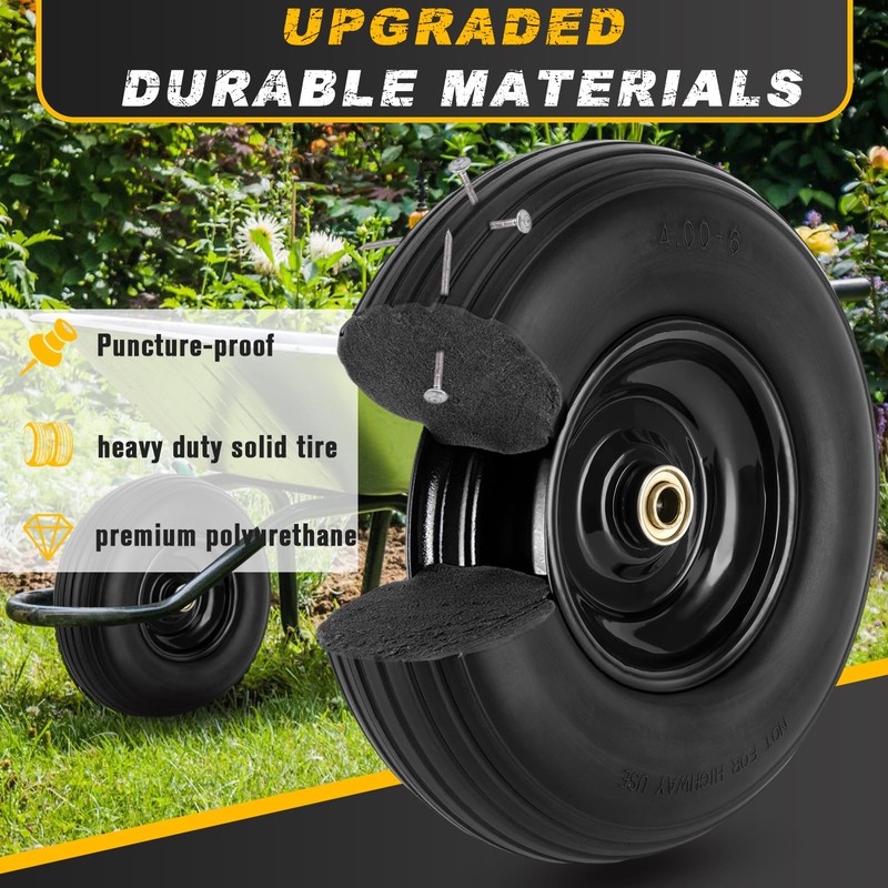 4.00-6 Flat-free Tire and Wheel, 13" Wheelbarrow Wheels and Tires
