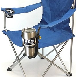 Universal Tumbler Holder (UTH) for All YETI Style Stainless Steel tumblers.Holds Coffee Cups, Wine stemware, and All Drink containers. Gimbaled - attaches to Tubes or Poles, 5/8” – 1-3/8”. (White)
