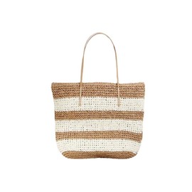 SHESRA Bohemian Straw Bag,Tote Handmade Hand-woven Women Handbags for Retro Summer Vacation Beach Travel Daily Matching Bag 99, Khaki, Large