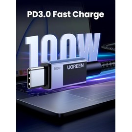 UGREEN Cable USB C a USB C, Cable de Carga Rápida USB C de 100W, Cable Cargador USB C Tipo C para iPhone 17/17 Pro/17 Pro Max/16, MacBook Pro/Air, Gal