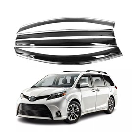 Fit for Toyota Sienna 2020 2021 2022 2023 2024; Advanced PC + Stainless Steel Window Deflectors Rain Guards Side Window Visor Rain Guards Sun Rain Deflector Visor Tape-on 4-Pieces 2.5mm-Thickened……