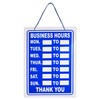 Business Hours Sign Blue High Contrast Hanging Opening Closing Times
