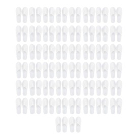 50 Paar Einweg Hausschuhe, Weiß Tragbare Unisex Antirutsch Hausschuhe für Hotel Spa Reisen Geschäftsreisen Gästezimmer Familie(3 mm Vliesstoff)