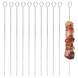 10 Pcs Kebab Skewers 30cm Metal Stainless Steel Barbecue Skewers Reusable BBQ Grill Sticks for Fruit Meat BBQ Kabob