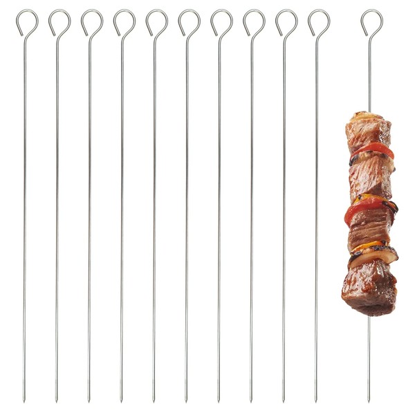 10 Pcs Kebab Skewers 30cm Metal Stainless Steel Barbecue Skewers