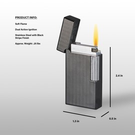 Visol Zebra Flint Lighter Traditional Flame Refillable Gas Butane and Windproof Adjustable Soft Flame Lighter (Shipped Without Butane)