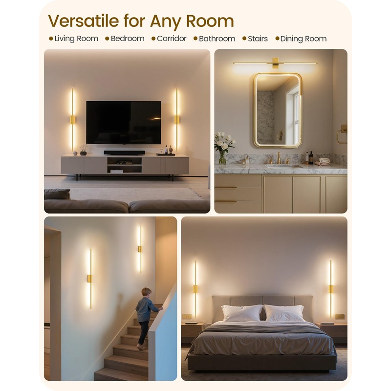 GOEBLESON 39.4" Wireless Battery Operated Wall Sconces Set of 2,