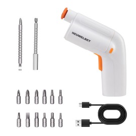 NEUWELBET Electric Screwdriver 3.6V, USB Long-lasting Powerful Electric Screwdriver Set, Cordless Drill with LED Light, 14 PCS Driver Bit(White)