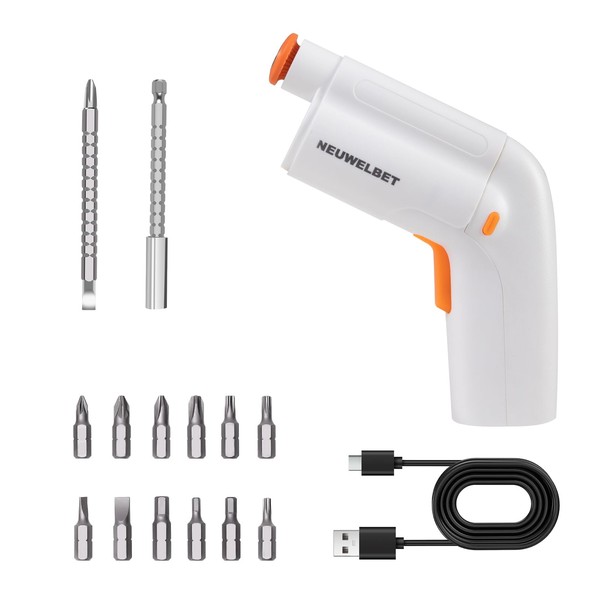 NEUWELBET Electric Screwdriver 3.6V, USB Long-lasting Powerful Electric Screwdriver Set,