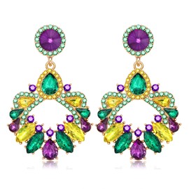 Mardi Gras Earrings Glitter Fleur De Lis Mask Drop Dangle Earrings for Women Girls Carnival Cosplay Party Jewelry Gifts, alloy