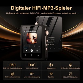 Fanvace HiFi MP3 Player with Bluetooth 5.3, Lossless DSD High Resolution Digital Audio Music Player, Portable 64GB Audio Player with 2.8 Inch Touch Screen, Supports up to 256GB