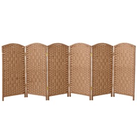 Red Lantern 3 ft. Short Diamond Weave Fiber Folding Screen - Natural - 6 Panel