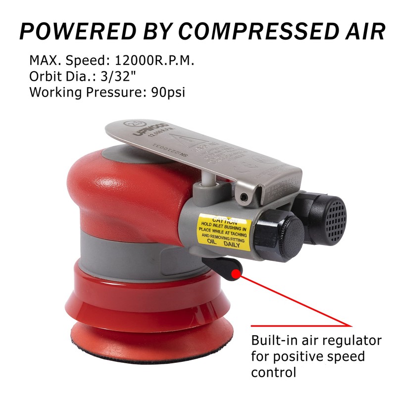Pneumatic random orbital sander 3-inch light weight palm sander 3/32"