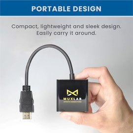 MuxLab HDMI to VGA Adapter | Male to Female | 1080P Full HD (1920x1200) | HDMI 1.3 | DVI 1.0 | for PC, Laptop, Media Player, Projector, Monitors | No External Power | Plug and Play | No Driver
