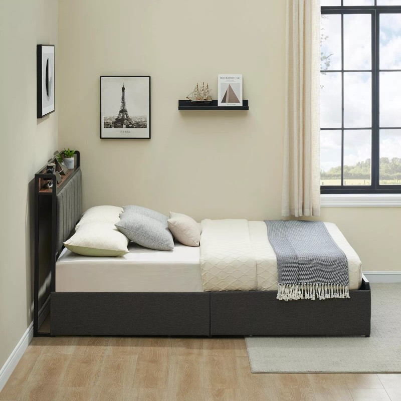 Jojoka Twin Full Queen Size Upholstered Platform Bed Frame with