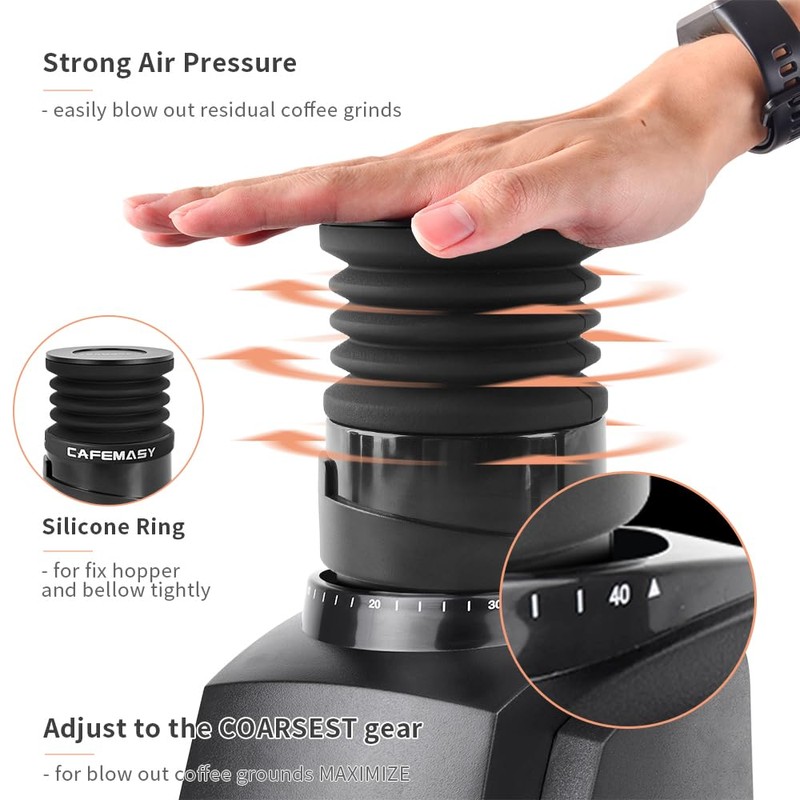 CAFEMASY Single Dose Hopper with Silicone Bellow and Aluminum Lid