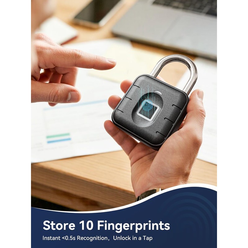 NexusLab Smart Fingerprint Padlock with TUYA App Control, IP67 Waterproof,