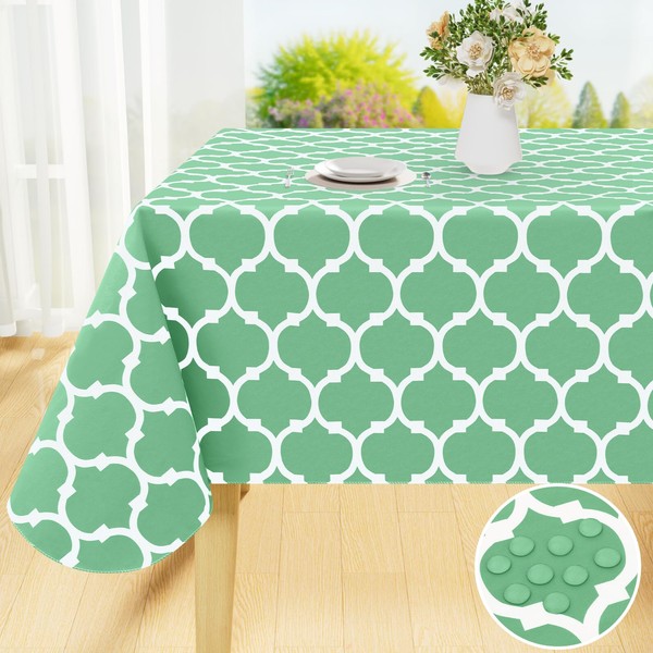 Smiry Rectangle Table Cloth, Waterproof Vinyl Tablecloth with Flannel Backing