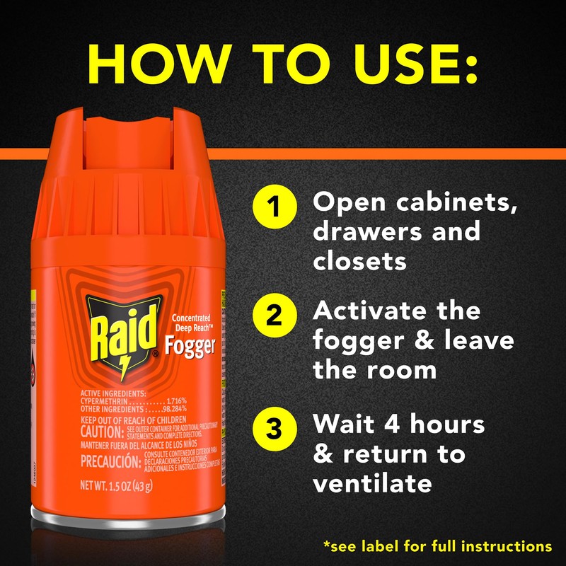 Raid Concentrated Deep Reach Pest Killer & Roach Foggers, For