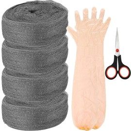 Steel Wool Mice Control Mouse Hole Filler Steel Wool Pads Steal Wool Steel Wool Scrubber Rodent Foam for Rodent Control Gap Blocker Fill Fabric for Holes Holes/Siding/Pipeline/Vents 4 Pack