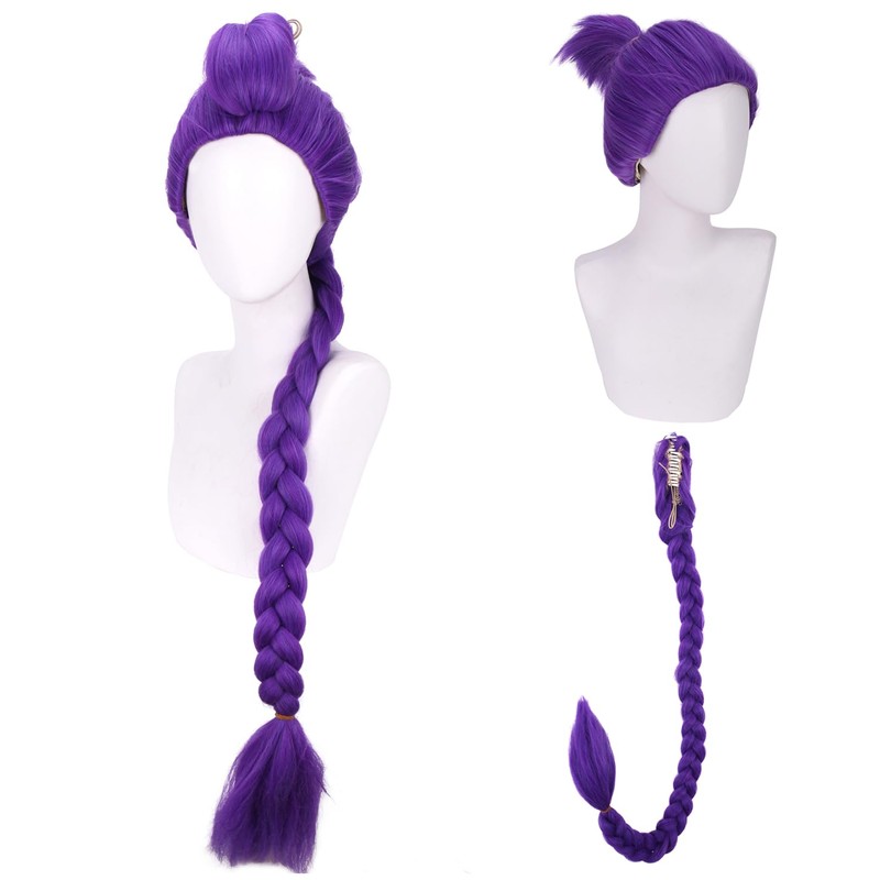 Purple Braided Wig Long Straight Purple Braid Wig for Cosplay