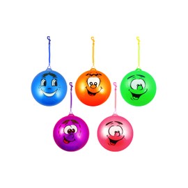 HENBRANDT Single Smelly Fruit Smile Face PVC Bounce Ball with Spiral Keychains 5 Assorted Designs Fruit Scented Football 25cm Kids Toys Summer Fun Beach Garden Party Outdoor Game for Boys and Girls