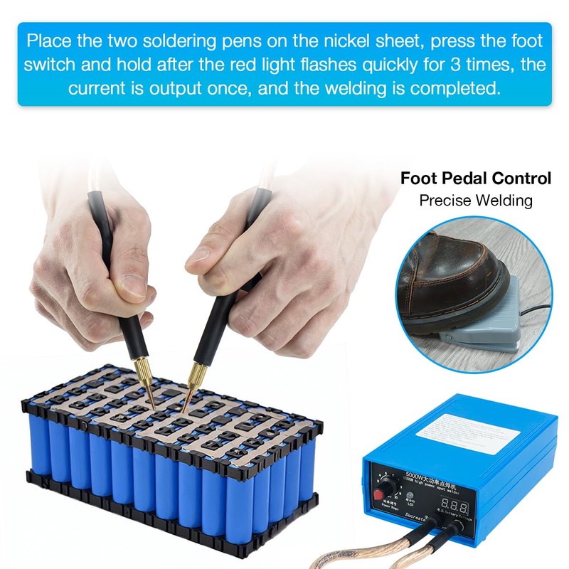 Hosyond 5000W Battery Spot Welder, Portable Adjustable Spot Welding Machine