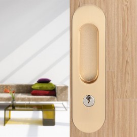 Sliding Door Lock with Invisible Door Handle and 3 Keys.Anti-Theft Door Lock for Sliding Door/Bathroom/Wardrobe/Kitchen/Balcony (Gold)
