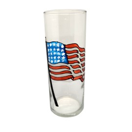 American Flag Hand Painted 9 Inch Cylinder USA Glass Vase
