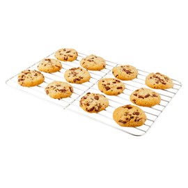 Restaurantware Met Lux Half Size Cooling Rack 1 Parallel Wires Cooking Rack - Footed Corrosion-Resistant Stainless Steel Cookie Drying Rack Durable For Pastries