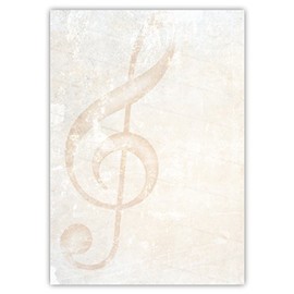 Lysco Music 5025 Design Letter Paper DIN A4 100 Sheets Single-side printed letter paper, easy to write on paper, for all printers/Photocopiers Treble Clef Musical Note Paper Note