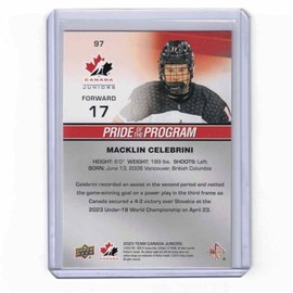 2023 Upper Deck Canada Hockey #97 Macklin Celebrini Rookie Card RC Hockey Card Pride of The Program