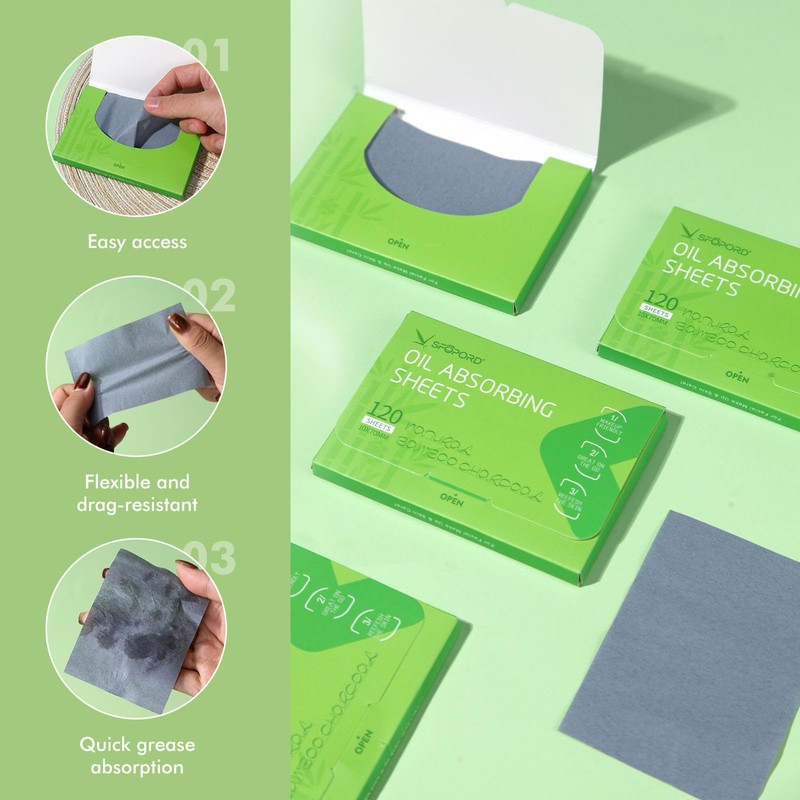 Oil Absorbing Sheets with Bamboo Charcoal - 2 Pack (240